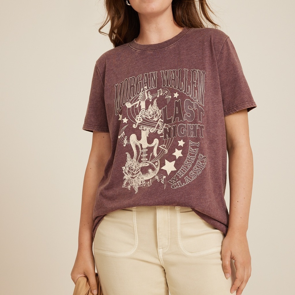 Morgan Wallen Short Sleeve Tee  Maurices Plum Graphic tee with Cream Print